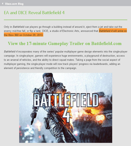 Battlefield 4 - Battlefield 4 выйдет на Xbox 360 29 октября 2013?!